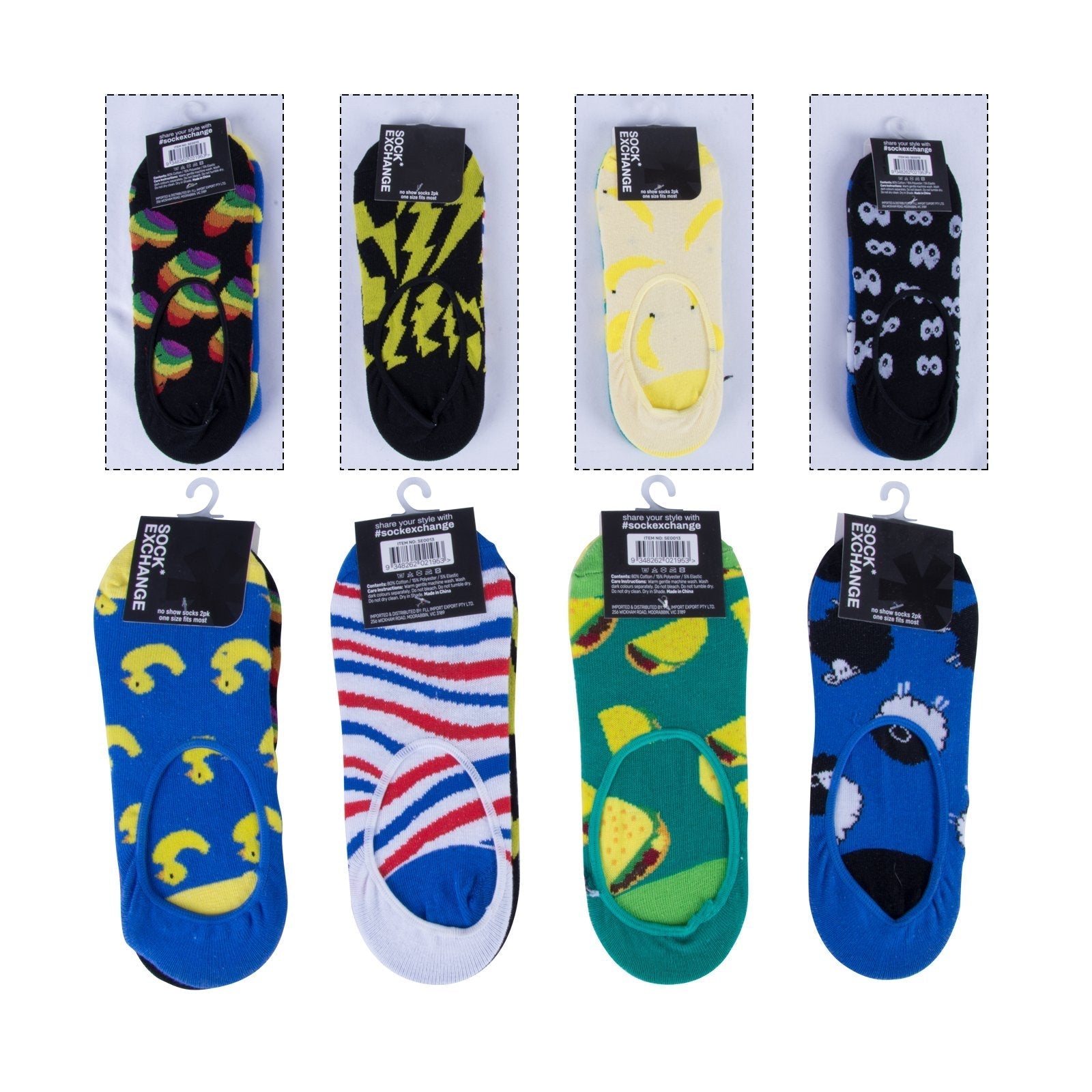 8 Pairs Unisex Novelty No Show Sock Cotton #1 Secondary image