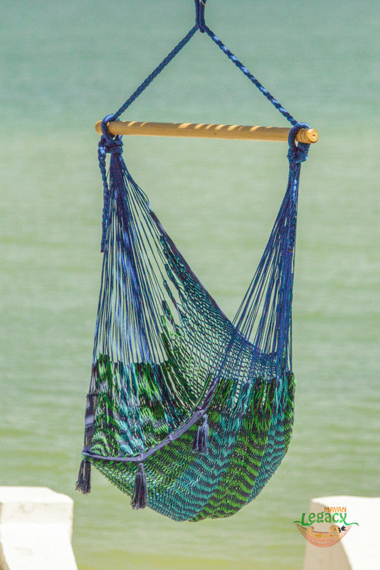 Mayan Legacy Extra Large Outdoor Cotton Mexican Hammock Chair in Caribe Colour Secondary image