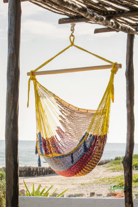 Mayan Legacy Extra Large Outdoor Cotton Mexican Hammock Chair in Confeti Colour Secondary image