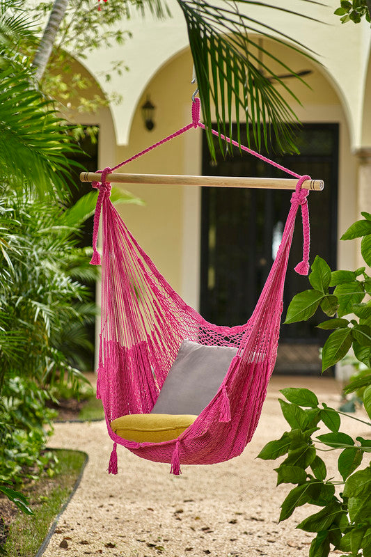 Mayan Legacy Extra Large Outdoor Cotton Mexican Hammock Chair in Mexican Pink Colour Main image