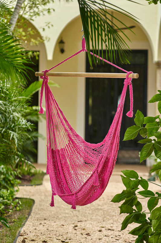 Mayan Legacy Extra Large Outdoor Cotton Mexican Hammock Chair in Mexican Pink Colour Secondary image