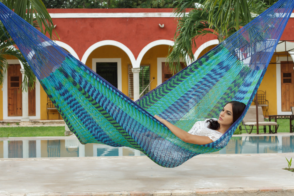 Outdoor undercover cotton Mayan Legacy hammock Family size Caribe Main image