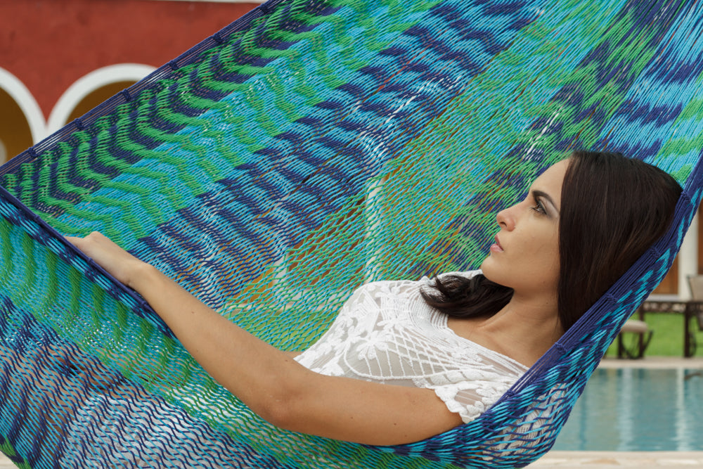 Outdoor undercover cotton Mayan Legacy hammock Family size Caribe Secondary image