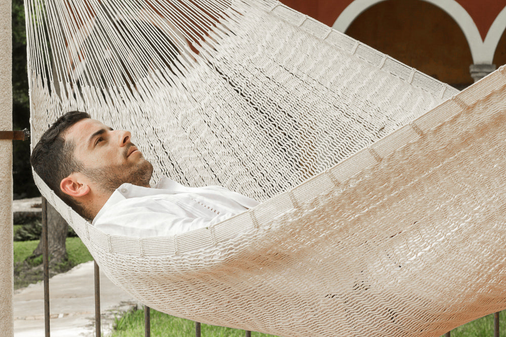 Outdoor undercover cotton Mayan Legacy hammock Family size Marble Main image