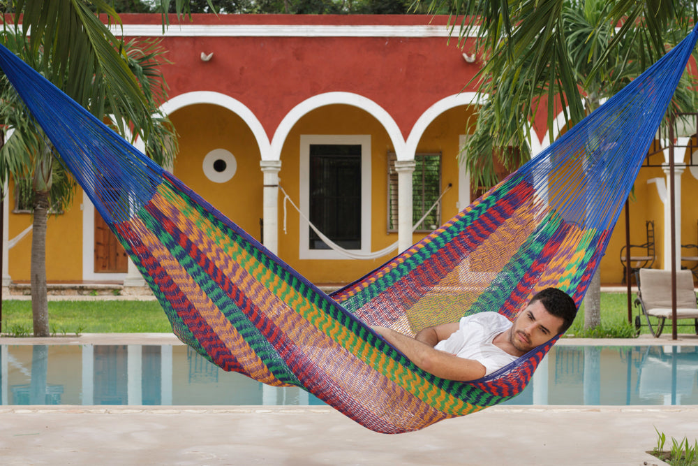 Outdoor undercover cotton Mayan Legacy hammock Family size Mexicana Main image