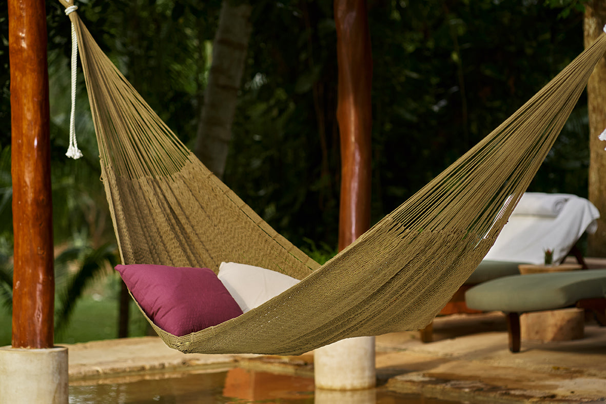 Outdoor undercover cotton Mayan Legacy hammock King size Cedar Main image
