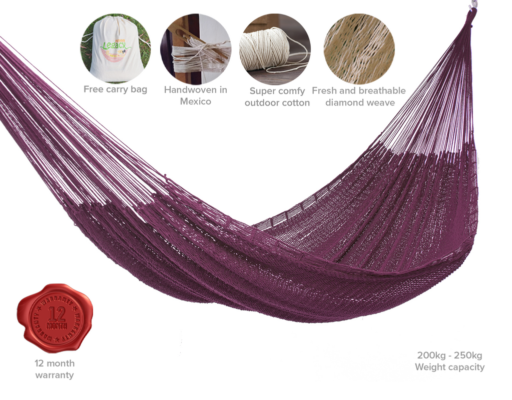 Outdoor undercover cotton Mayan Legacy hammock King size Maroon Secondary image