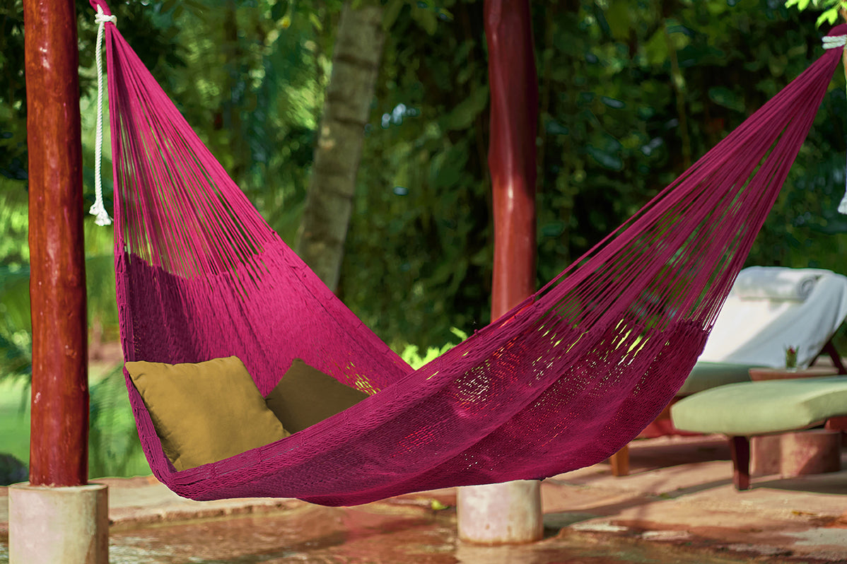 Outdoor undercover cotton Mayan Legacy hammock King size Mexican Pink Main image