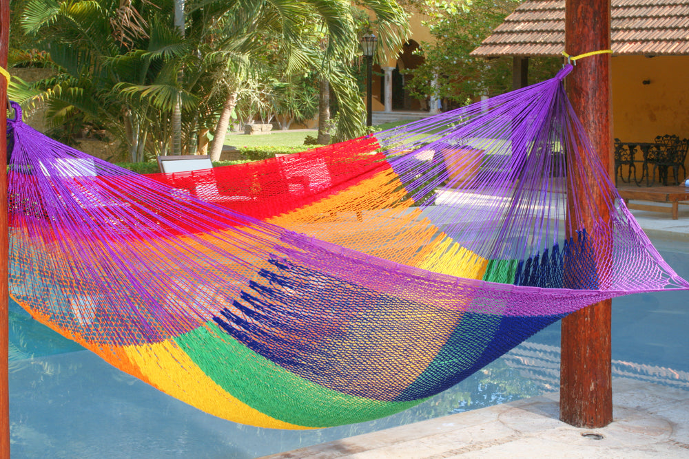 Outdoor undercover cotton Mayan Legacy hammock King size Rainbow Secondary image