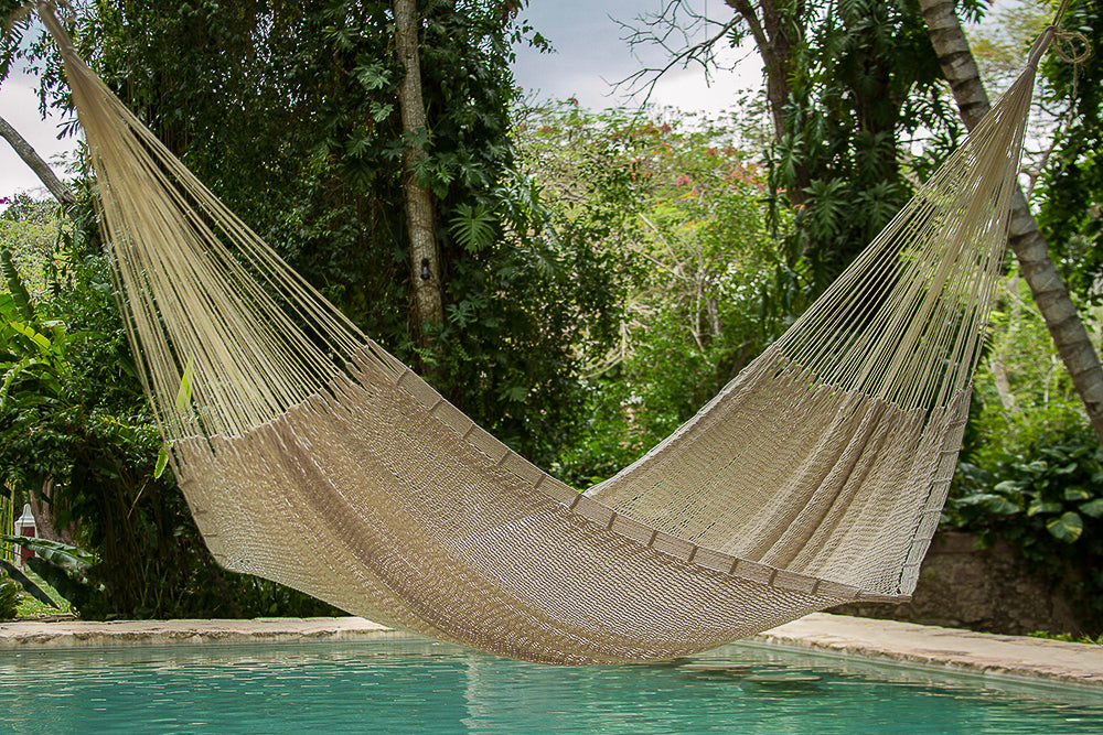 Mayan Legacy Queen Size Outdoor Cotton Mexican Hammock in Marble Colour Secondary image