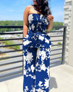 Women's Sleeveless Printed Tube Top Jumpsuit