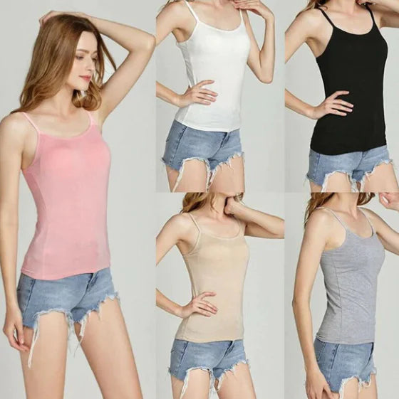 Womens Padded Camisole Top With Built In Bra