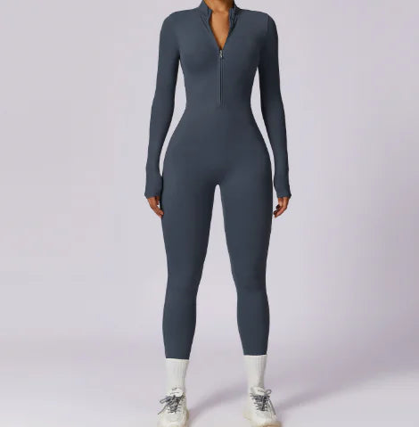 Women's High Elastic Zipper Yoga Jumpsuit