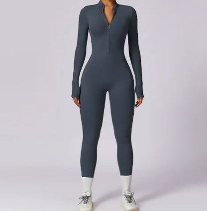 Women's High Elastic Zipper Yoga Jumpsuit