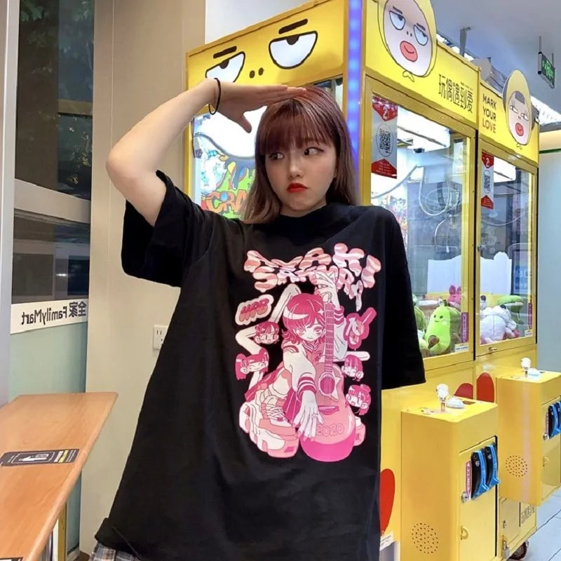 Short Sleeve Oversized Anime Tshirt
