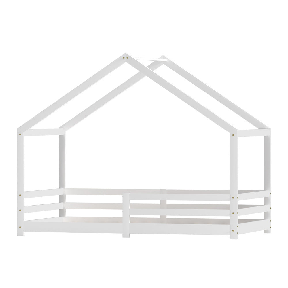 Artiss Bed Frame Wooden Kids Single House Frame White AMOS Main image