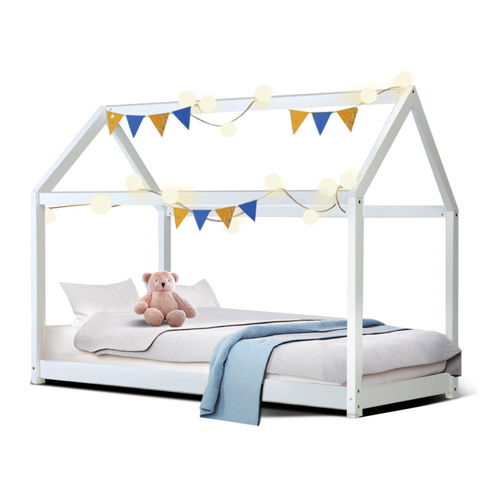 Artiss Bed Frame Wooden Kids House Frame White CASA Main image