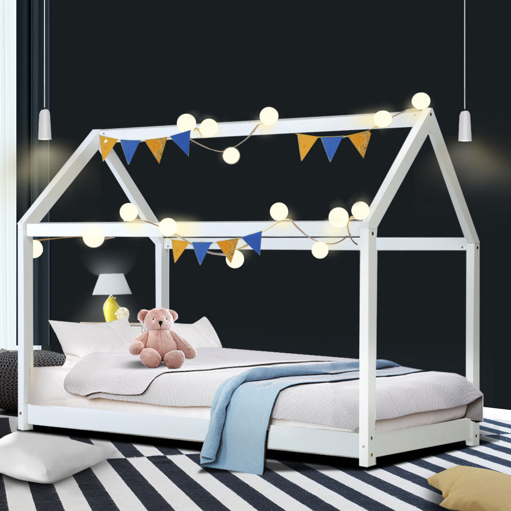 Artiss Bed Frame Wooden Kids House Frame White CASA Secondary image