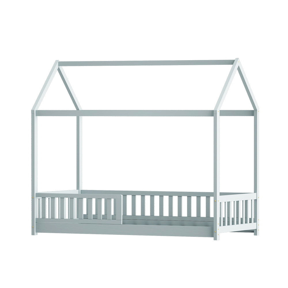 Artiss Bed Frame Wooden Kids House Frame Grey ROCK Main image