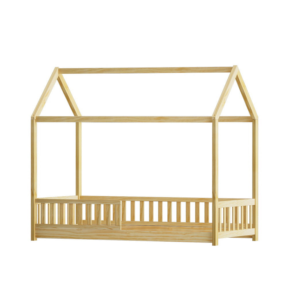 Artiss Bed Frame Wooden Kids House Frame Oak ROCK Main image