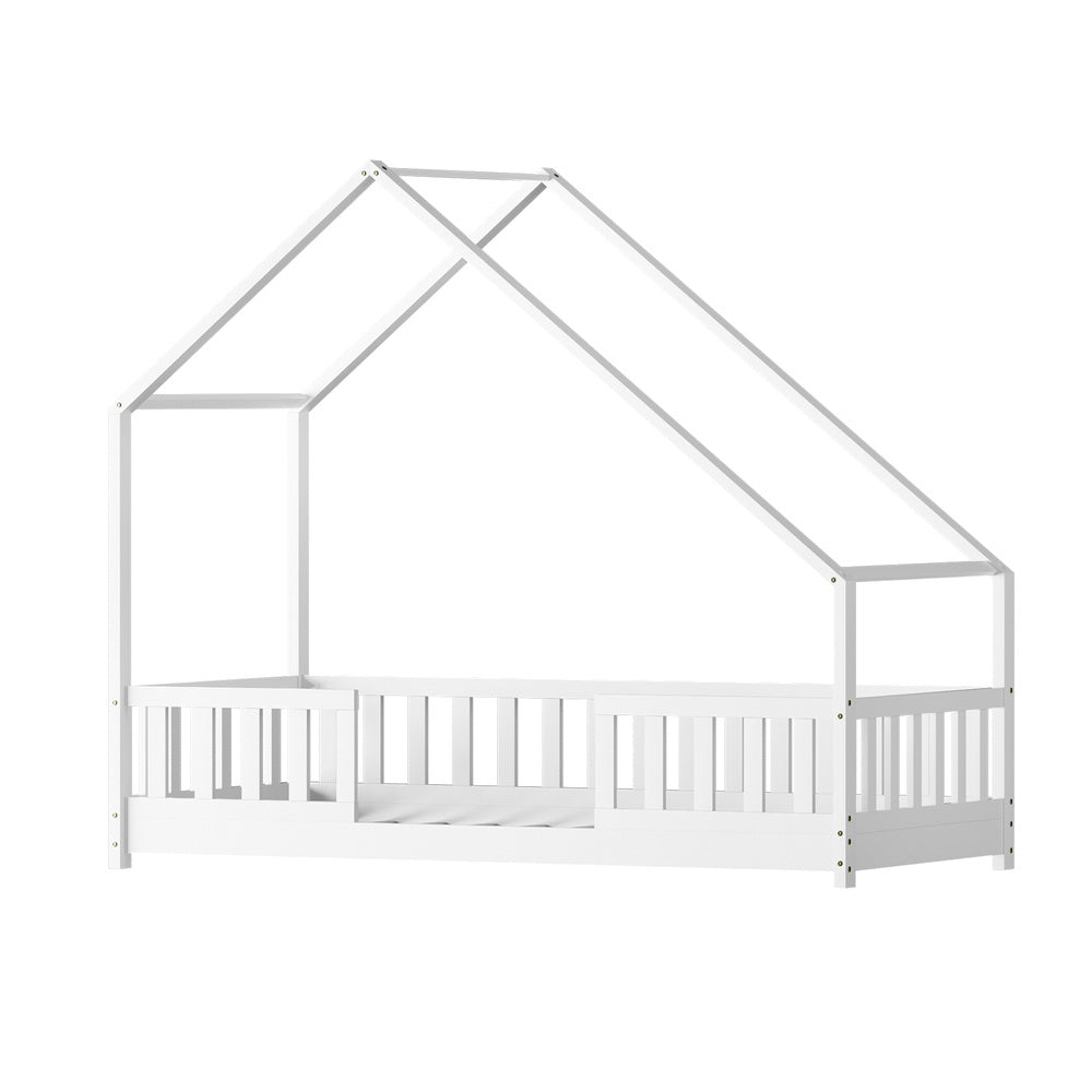 Artiss Bed Frame Wooden Kids House Single Frame White PAVO Main image