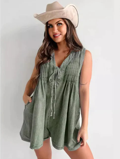 Women's Denim Sleeveless Jumpsuit