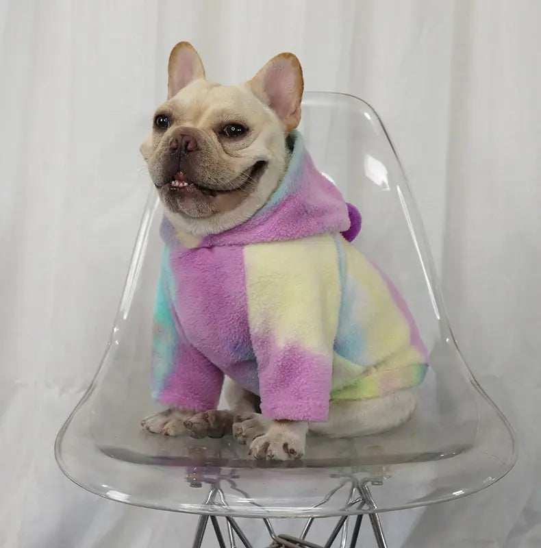 French Winter Outfit with Hoodie For Dogs, Tie Dye Hoodie