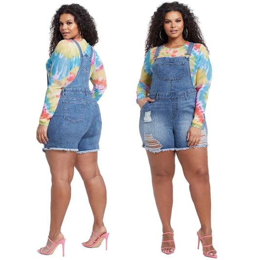 Women's Slim Fit Denim Suspenders Jumpsuit