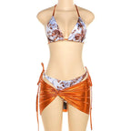 Women's Mexican Sunrise Metallic Bikini Cover Up Skirt Set