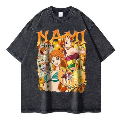 Anime One Piece Washed Oversized Tshirt