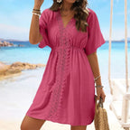 Women's Ice Silk Lace Bikini With Beach Dress