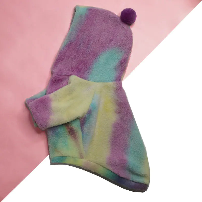 French Winter Outfit with Hoodie For Dogs, Tie Dye Hoodie
