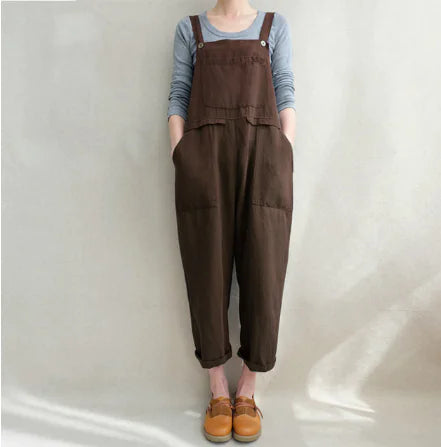 Women's Cotton Linen Overall Jumpsuit