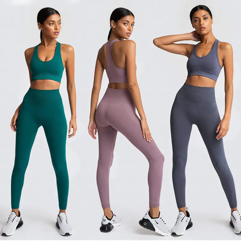 Women's Seamless Knit Yoga Set Activewear Outfit
