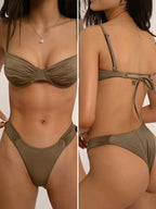Women's Solid Color Push Up Micro Bikini Set
