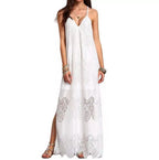 Women's Lace V Neck Spliced Dress (Beach Dress)