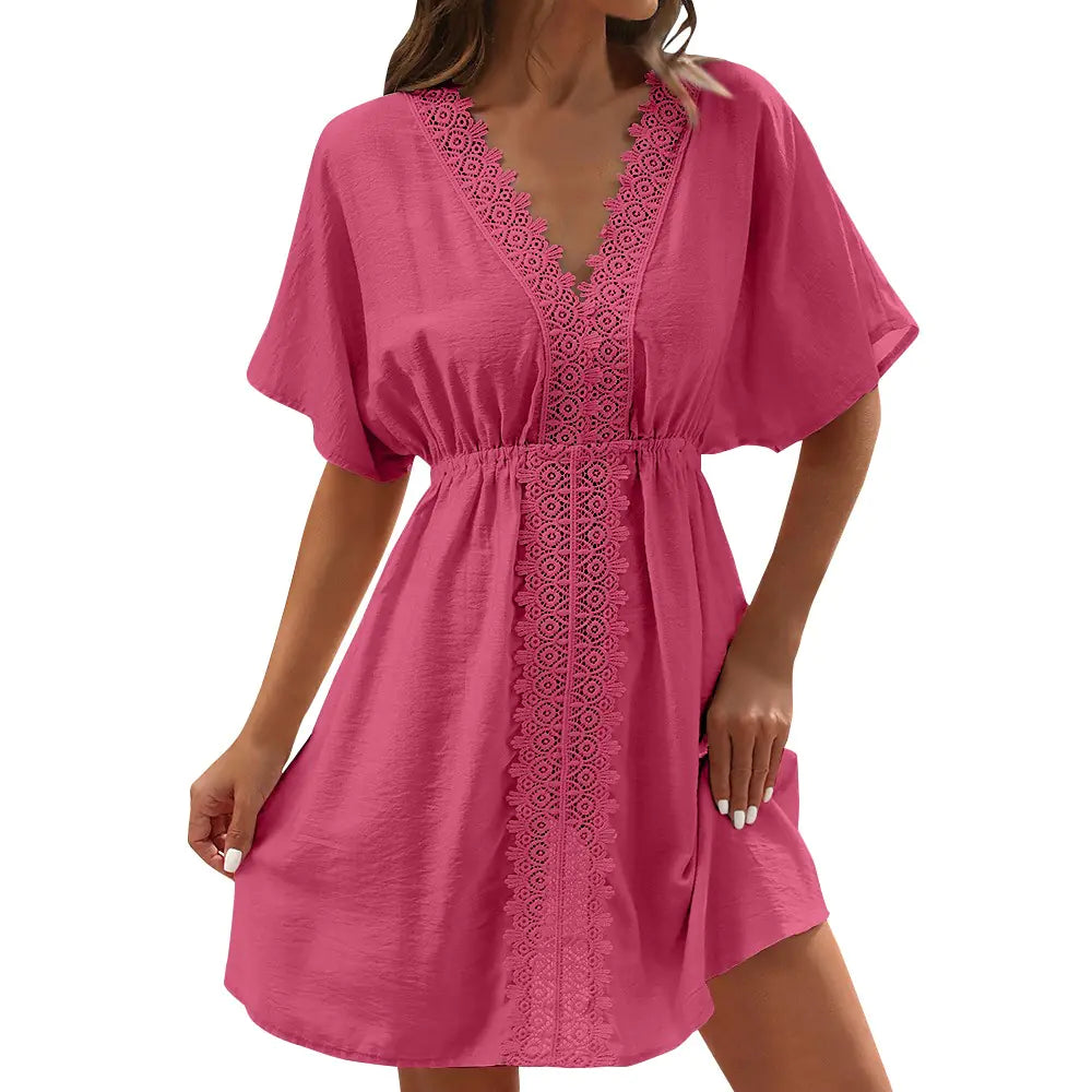 Women's Ice Silk Lace Bikini With Beach Dress