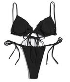 Women's Tied Solid Color Design Bikini Set