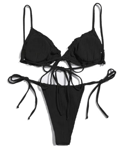 Women's Tied Solid Color Design Bikini Set