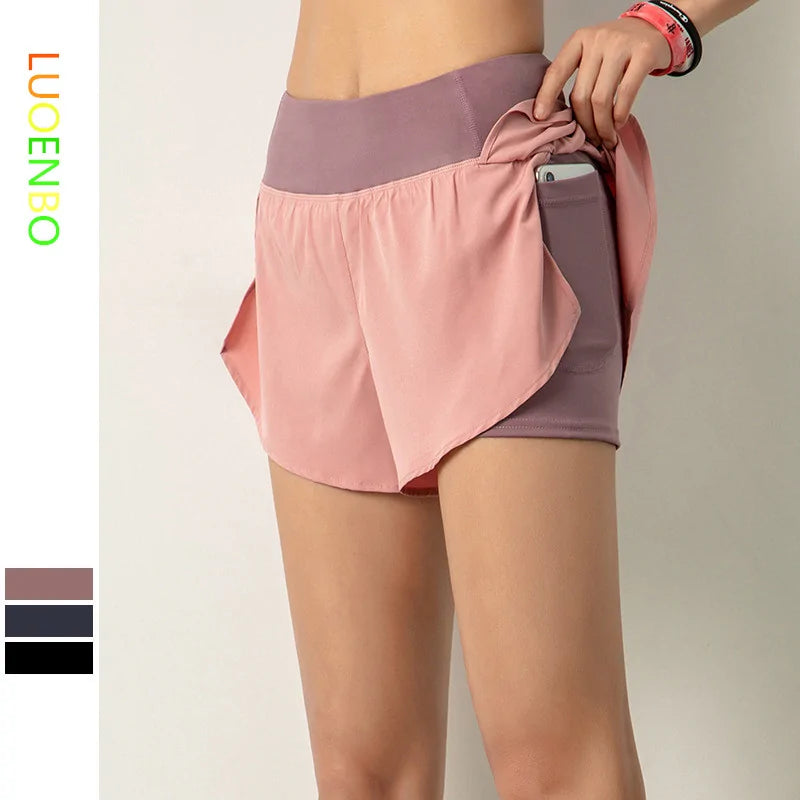 Women's Double Shorts Side Pocket Running Shorts
