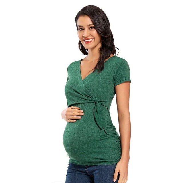 Women's Long Sleeve V Neck Maternity Blouse