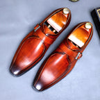 Men's Casual Leather Shoes with Buckle Set