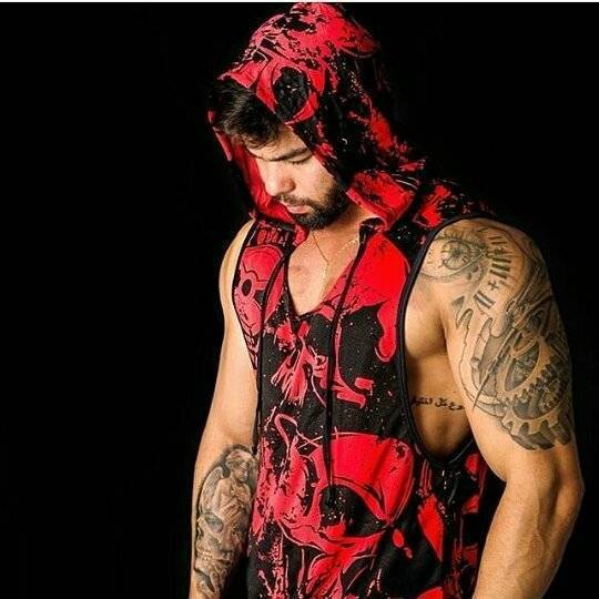 Men's Summer Quick-Dry Hooded Workout Tank Top Men's Tank Top Unbranded Red L