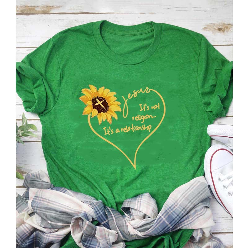 Women's Sunflower Print Casual T Shirt