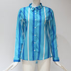 Women's Striped Chiffon Long Sleeve Shirt