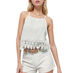 Women's Casual Solid Mesh Ultra Short Vest Tops