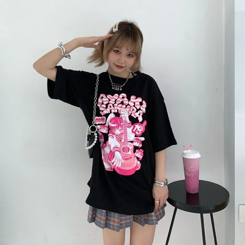 Short Sleeve Oversized Anime Tshirt