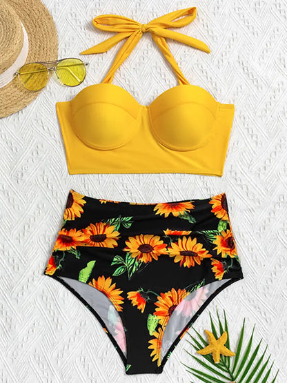 Women's Floral High Waist Bikini Set