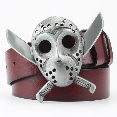 Men's Ghoulish Skull Leather Belt - Casual Style