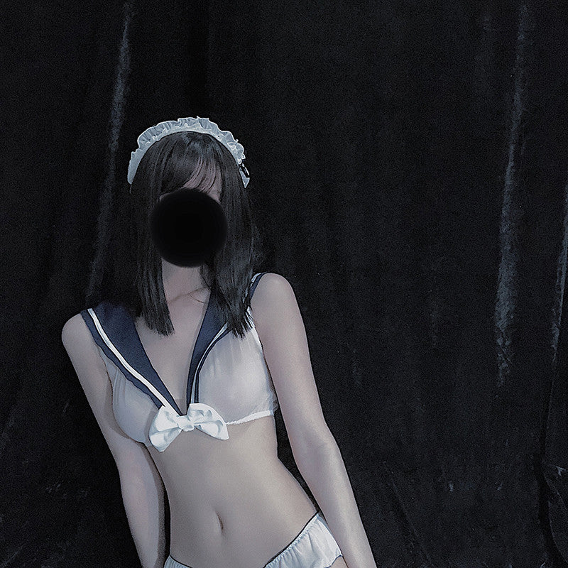 Women's Sheer Lace Sailor Uniform Lingerie Set Women's Lingerie Unbranded